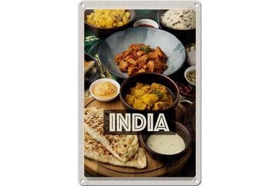 Blechschild Reise 20x30cm Indien Speisen Curry Hähnchen Reis