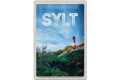 Blechschild Reise 20x30cm Sylt Insel Deutschland Leuchtturm