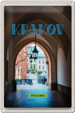 Blechschild Reise 20x30cm Krakow Gebäude Terasse Reise Sommer