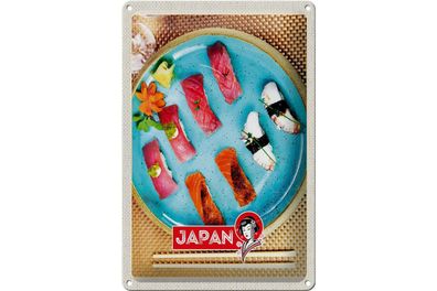 Blechschild Reise 20x30cm Japan Asien Fisch Sushi Gerichte Alge