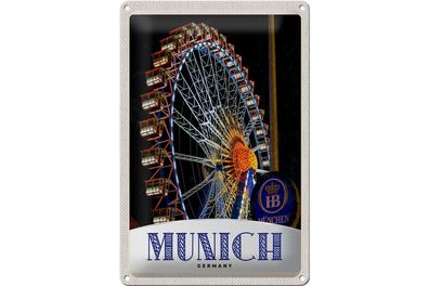 Blechschild Reise 20x30cm München Oktoberfest Riesenrad Kirmes