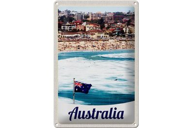 Blechschild Reise 20x30cm Australien Strand Meer Wellen Sonne