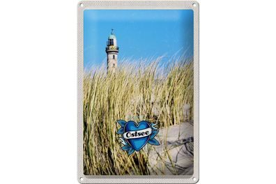 Blechschild Reise 20x30cm Ostsee Strand Sand Leuchtturm Urlaub