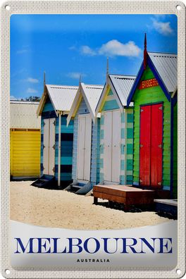 Blechschild Reise 20x30cm Melbourne Australien Strandhaus