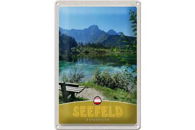 Blechschild Reise 20x30cm Seefeld Österreich Wald Wanderung