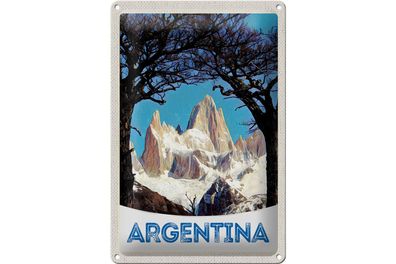 Blechschild Reise 20x30cm Argentinien Gebirge Wanderung