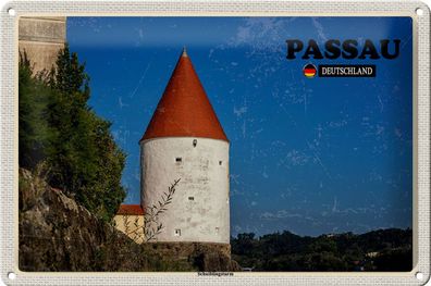 Blechschild Städte Passau Schaiblingsturm Architektur 30x20cm