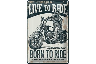 Blechschild Spruch Biker Motorrad born to ride 20x30cm