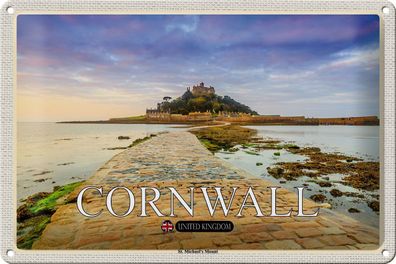 Blechschild Städte Cornwall St. Michael´s Mount 30x20cm