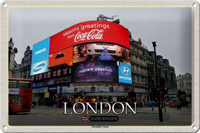 Blechschild Städte London Piccadilly Circus UK England 30x20cm