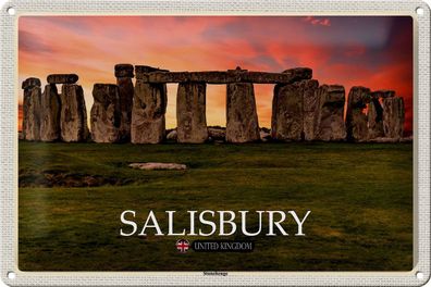 Blechschild Städte Salisbury Stonehenge England UK 30x20cm