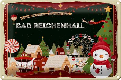 Blechschild Weihnachten Grüße BAD Reichenhall 30x20cm