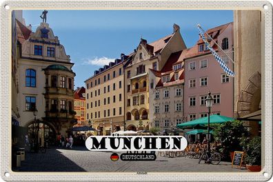 Blechschild Städte München Altstadt Gasthaus 30x20cme