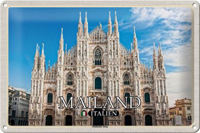 Blechschild Reise Italien Mailand Mailänder Dom 30x20cm