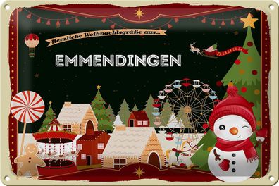 Blechschild Weihnachten Grüße Emmendingen 30x20cm