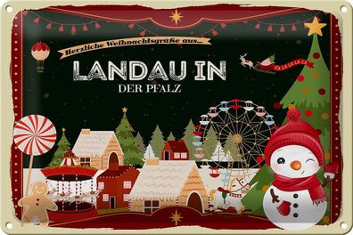 Blechschild Weihnachten Grüße LANDAU IN DER PFALZ 30x20cm