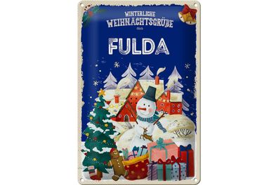 Blechschild Weihnachtsgrüße FULDA Fest 20x30cm