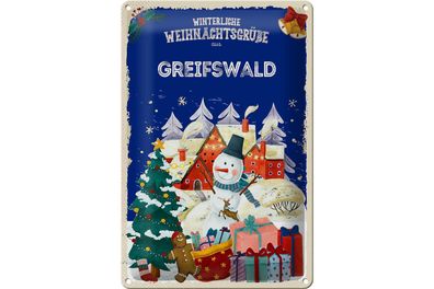 Blechschild Weihnachtsgrüße Greifswald 20x30cm