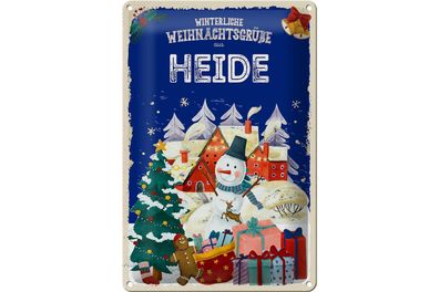 Blechschild Weihnachtsgrüße aus HEIDE 20x30cm