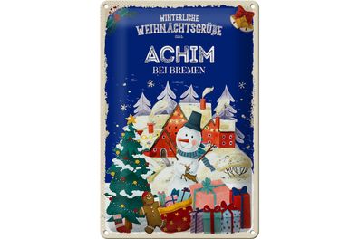 Blechschild Weihnachtsgrüße ACHIM BEI BREMEN 20x30cm