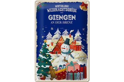 Blechschild Weihnachtsgrüße Giengen AN DER BRENZ 20x30cm