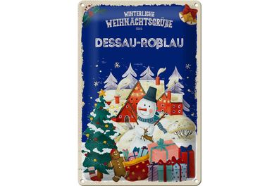 Blechschild Weihnachtsgrüße DESSAU-ROßLAU 20x30cm