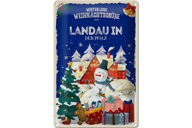 Blechschild Weihnachtsgrüße LANDAU IN DER PFALZ 20x30cm