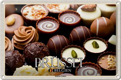 Blechschild Reise 30x20cm Brüssel Belgien Belgische Pralinen