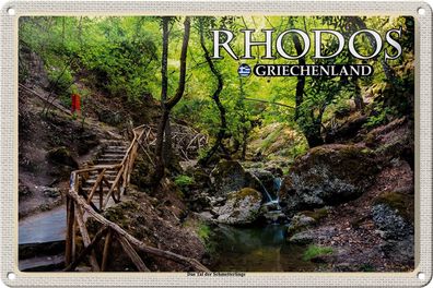 Blechschild Reise 30x20cm Rhodos Griechenland Tal der Schmetterlinge