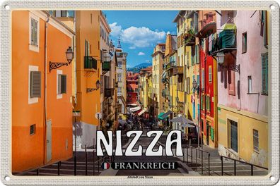 Blechschild Reise 30x20cm Nizza Frankreich Altstadt von Nizza