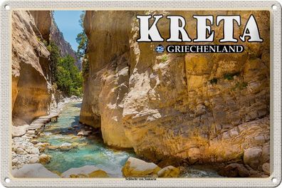 Blechschild Reise 30x20cm Kreta Griechenland Schlucht von Samaria