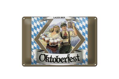 Blechschild Spruch 30x20cm Oktoberfest Lager Bier Bayern