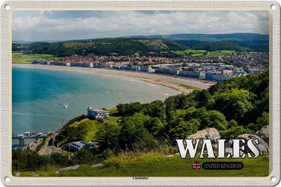 Blechschild Reise 30x20cm Wales United Kingdom Llandudno Seebad