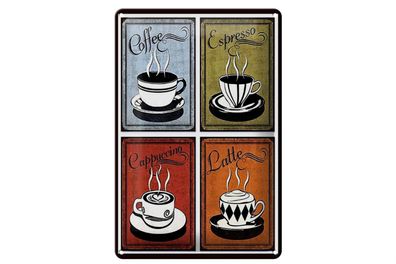 Blechschild Kaffee 20x30cm Coffee Espresso Cappuccino Latte