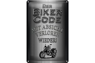 Blechschild Motorrad 20x30cm Biker Code mit Absicht