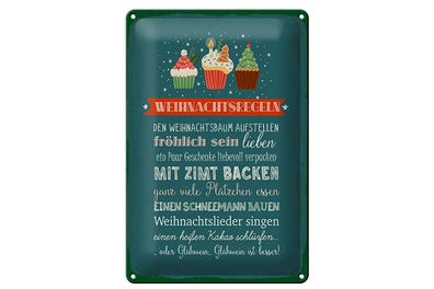 Blechschild Spruch 20x30cm Weihnachtsregeln