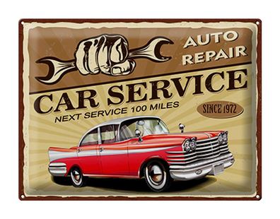 Blechschild Retro 40x30cm Car Service Auto repair 1972