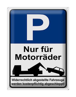 Blechschild Hinweis 30x40cm Parkschild Nur für Motorräder