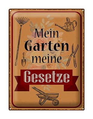 Blechschild Spruch 30x40cm mein Garten meine Gesetze