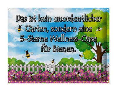 Blechschild Spruch 40x30cm kein Garten 5 Sterne Oase