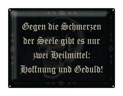 Blechschild Spruch 40x30cm Schmerzen Seele zwei Heilmittel