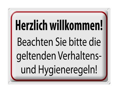 Blechschild Hinweis 40x30cm Verhaltens- und Hygienenregeln