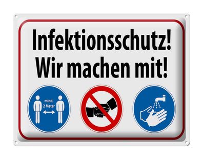 Blechschild Hinweis 40x30cm Infektionsschutz wir machen mit