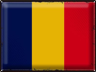 Blechschild Flagge Tschad 40x30cm Retro Flag of Chad