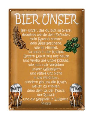 Blechschild Spruch 30x40cm Bier unser in Ewigkeit Prost