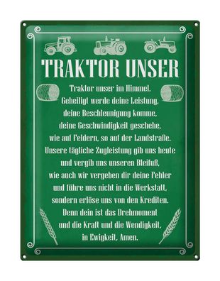 Blechschild Spruch 30x40cm Traktor unser in Ewigkeit Amen