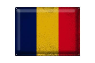 Blechschild Flagge Tschad 40x30cm Flag of Chad Vintage