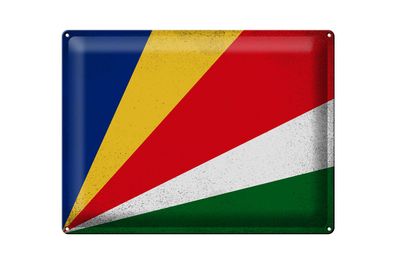 Blechschild Flagge Seychellen 40x30cm Seychelles Vintage