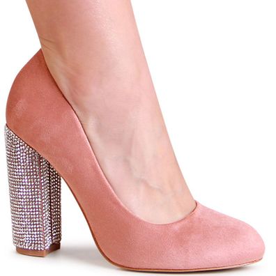 topschuhe24 2234 Damen Velours Pumps Glitzer Absatz High Heels