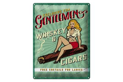 Blechschild Spruch Pinup Exlusive Gentleman Whiskey 30x40cm